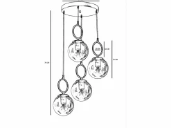 Lámpara de techo de metal 4 globos - Luminaria D.30 x Alt.70 cm - Blanco y cobre - ASROUN^OZAIA Discount
