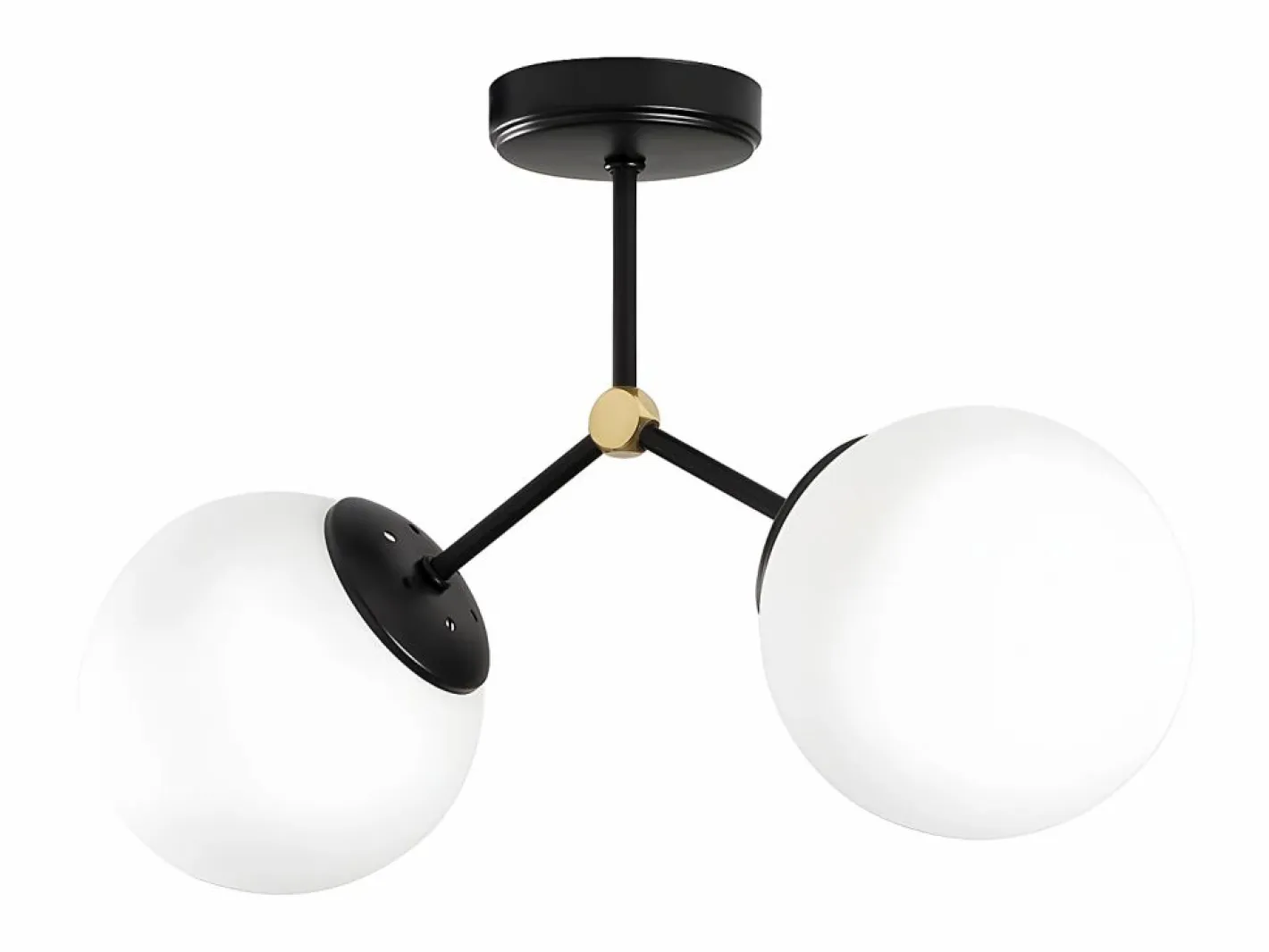 OZAIA Lámpara de techo de metal - lámpara Ancho 44 x Alt. 28 cm - y blanco DAMAR Negro Hot