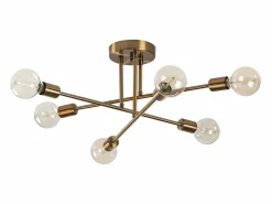 OZAIA Lámpara de techo de metal - 3 brazos - Ancho 64 x Alt. 30 cm - - FLOWERA Dorado Discount