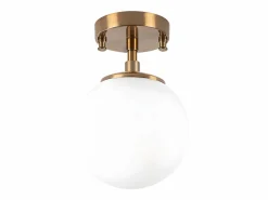 OZAIA Lámpara de techo de metal con globo - D.15 x Alt. 23 cm - y blanco - DAMAR Dorado Sale