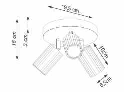 Sollux Lighting Plafón|Lámpara de techo Gloow minimalista de aluminio - 3 fuentes luminosas 3000K - L.19,5 x A.18 cm -