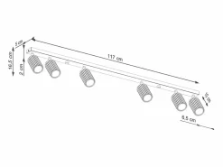 Sollux Lighting Lámpara De Techo Karbon Minimalista De Aluminio - 6 Fuentes Luminosas - L.117 X A.16,5 Cm - Beige Hot