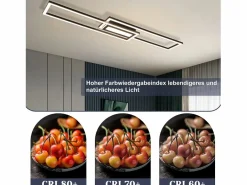 NETTLIFE Lámpara de techo LED , negra, moderna, geométrica, regulable, con control remoto. Negro New