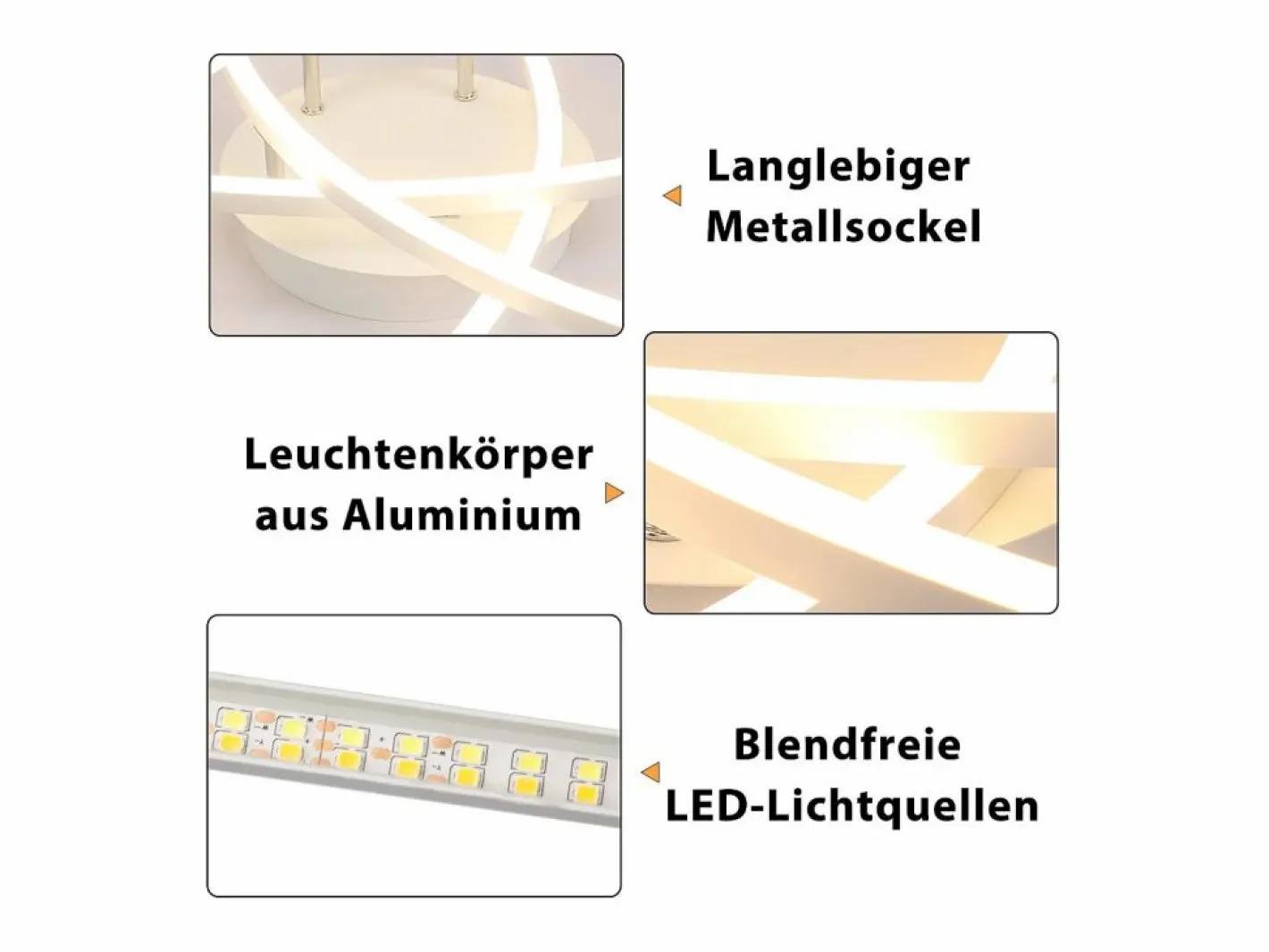 NETTLIFE Lámpara de techo LED para dormitorio regulable de 32 W, moderna, de metal , con mando a distancia Blanco Best