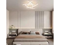 NETTLIFE Lámpara de techo LED para dormitorio regulable de 32 W, moderna, de metal , con mando a distancia Blanco Best