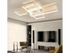 Lámpara de techo LED con control remoto, moderna lámpara de techo geométrica, negra, regulable^NETTLIFE Sale