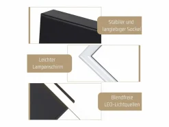 NETTLIFE Lámpara de techo LED para dormitorio, 24 W, para sala de estar, blanca cálida, moderna, cuadrada y negra. Negro Outlet