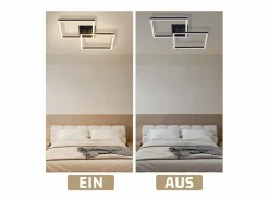 NETTLIFE Lámpara de techo LED para dormitorio, 24 W, para sala de estar, blanca cálida, moderna, cuadrada y negra. Negro Outlet
