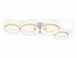 NETTLIFE Lámpara de techo LED de 100 cm regulable con 4 anillos, iluminación blanca moderna de 56 W con control remoto Blanco New
