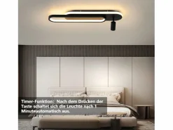NETTLIFE Lámpara de techo LED negra moderna regulable para dormitorio con 1 foco de techo Negro Hot