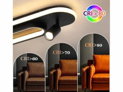 NETTLIFE Lámpara de techo LED negra moderna regulable para dormitorio con 1 foco de techo Negro Hot