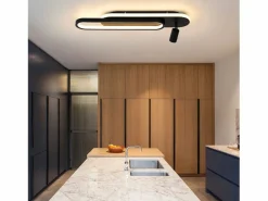 NETTLIFE Lámpara de techo LED negra moderna regulable para dormitorio con 1 foco de techo Negro Hot