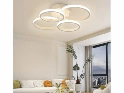NETTLIFE Plafón|Lámpara de techo LED , 4 anillos, regulable, blanca, 48 W, para salón