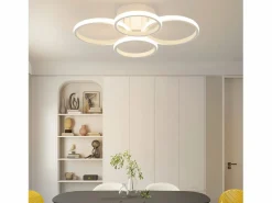 NETTLIFE Plafón|Lámpara de techo LED , 4 anillos, regulable, blanca, 48 W, para salón