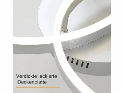 NETTLIFE Plafón|Lámpara de techo LED para salón, regulable, 82 cm, diseño moderno, dorada, 74 W, para dormitorio con mando a distancia.