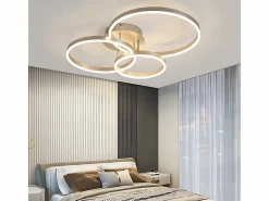 NETTLIFE Plafón|Lámpara de techo LED para salón, regulable, 82 cm, diseño moderno, dorada, 74 W, para dormitorio con mando a distancia.