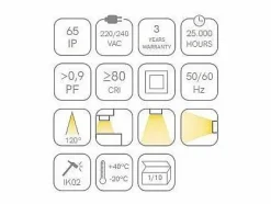 Iluminación Exterior|Lámpara de techo LED ovalada ZIBOR, resistente al agua IP65, 12 W, 4000 K, color