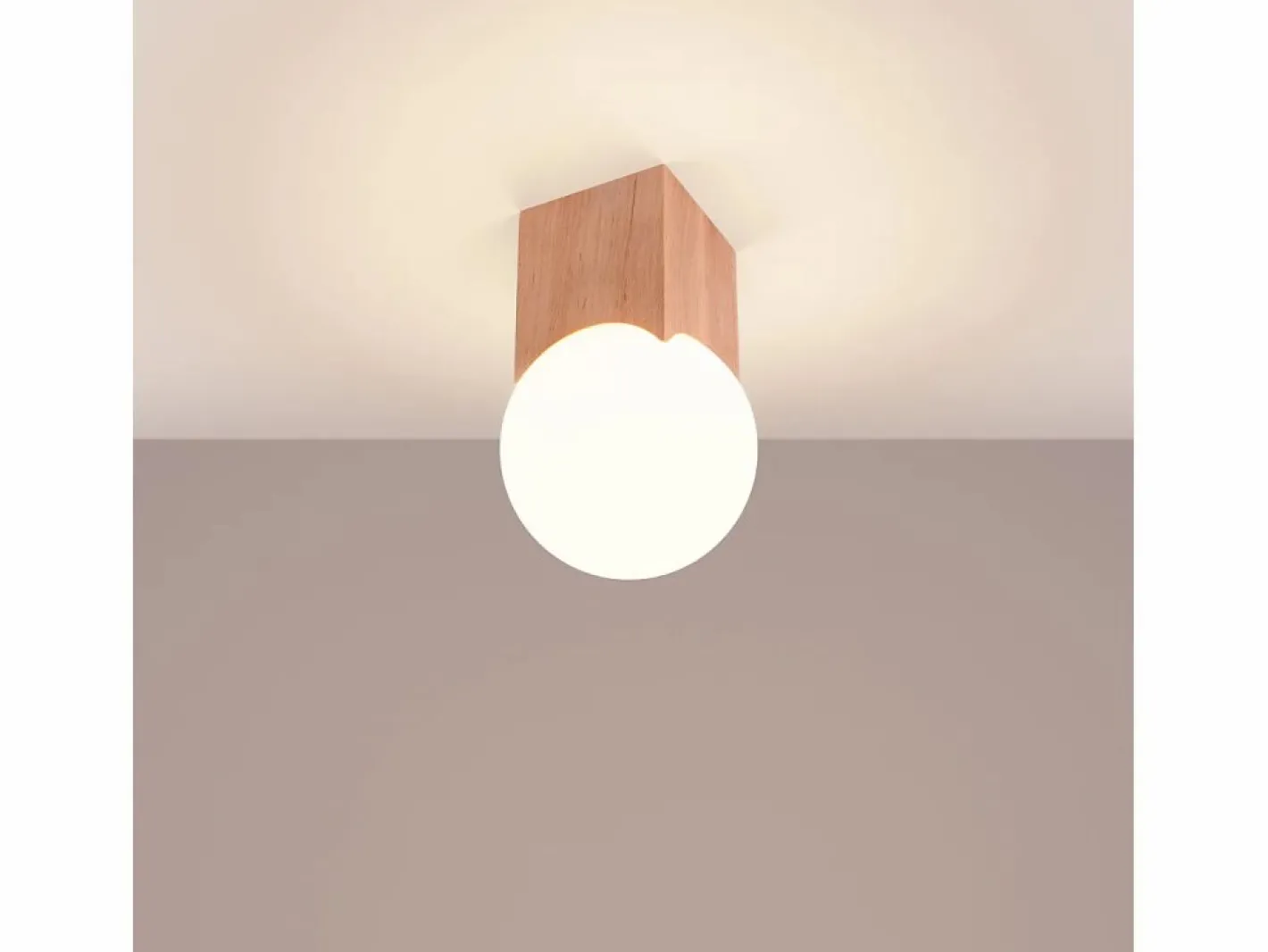 Lámpara de techo Lumivere minimalista de madera/vidrio - 1 fuentes luminosas 4000K - L.12 x A.19 cm - madera natural/^Sollux Lighting Online