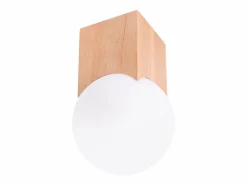 Lámpara de techo Lumivere minimalista de madera/vidrio - 1 fuentes luminosas 4000K - L.12 x A.19 cm - madera natural/^Sollux Lighting Online