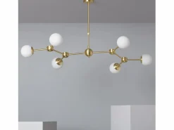Ledkia Lámpara de Techo Metal y Cristal Moonlight 6 Focos Dorado Multicolor Discount