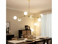 Ledkia Lámpara de Techo Metal y Cristal Moonlight 6 Focos Dorado Multicolor Discount