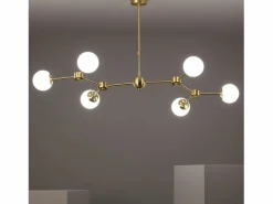 Ledkia Lámpara de Techo Metal y Cristal Moonlight 6 Focos Dorado Multicolor Discount