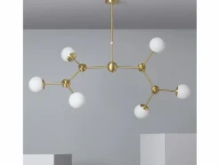 Ledkia Lámpara de Techo Metal y Cristal Moonlight 6 Focos Dorado Multicolor Discount