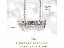 Lámpara de techo moderna de cristal para salón plateada - Ovalada 80 cm - Las Vegas^