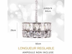Lámpara de techo moderna de cristal para salón plateada - Redonda 50 cm - Miami Plateado Sale