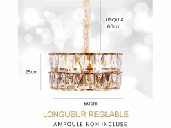 Lámpara de techo moderna de cristal para salón dorada - Redonda 50 cm - Miami Dorado Online