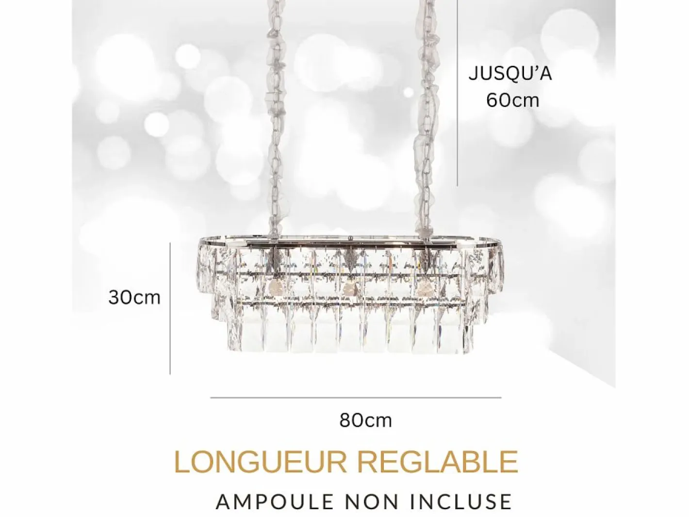 Lámpara de techo moderna de cristal para salón plateada - Ovalada 80 cm - San Francisco^ Best