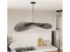 Rendez-Vous Déco Lámpara de techo negra de papel de cuerda 75 cm - Mada Negro Discount