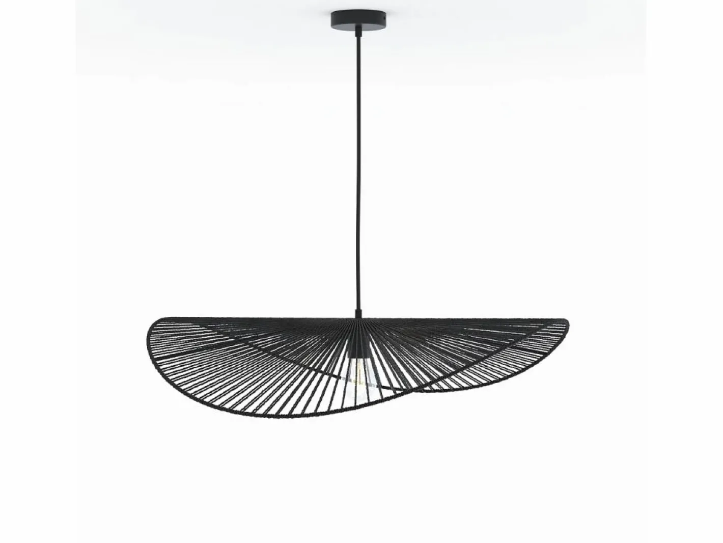 Rendez-Vous Déco Lámpara de techo negra de papel de cuerda 75 cm - Mada Negro Discount