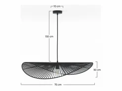 Rendez-Vous Déco Lámpara de techo negra de papel de cuerda 75 cm - Mada Negro Discount