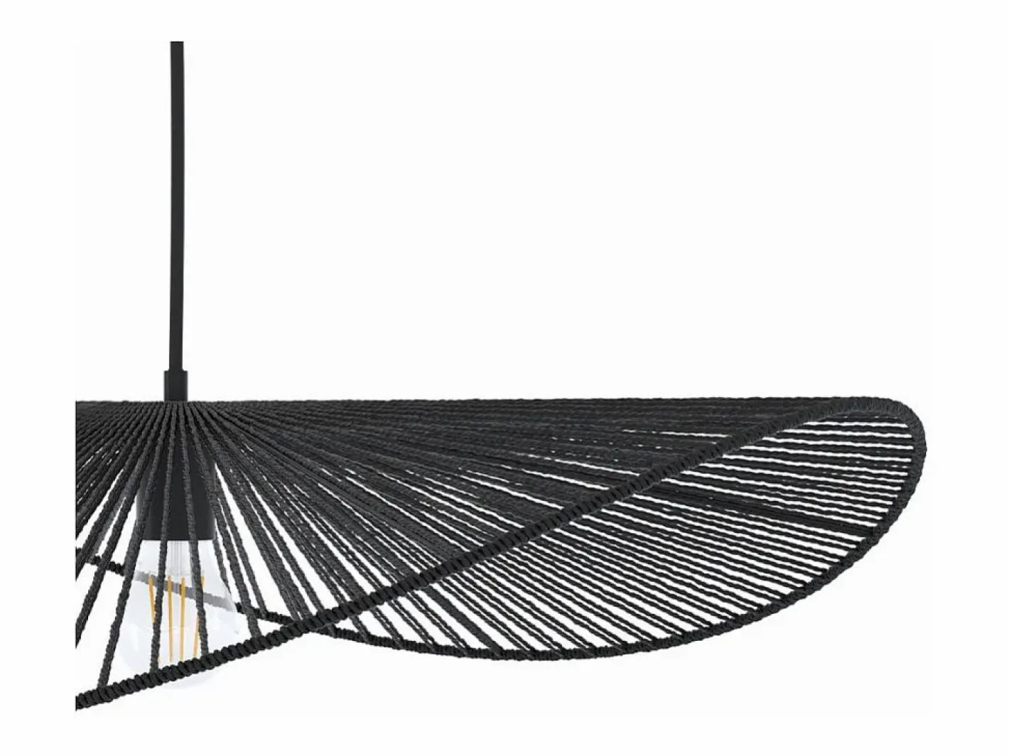Rendez-Vous Déco Lámpara de techo negra de papel de cuerda 75 cm - Mada Negro Discount