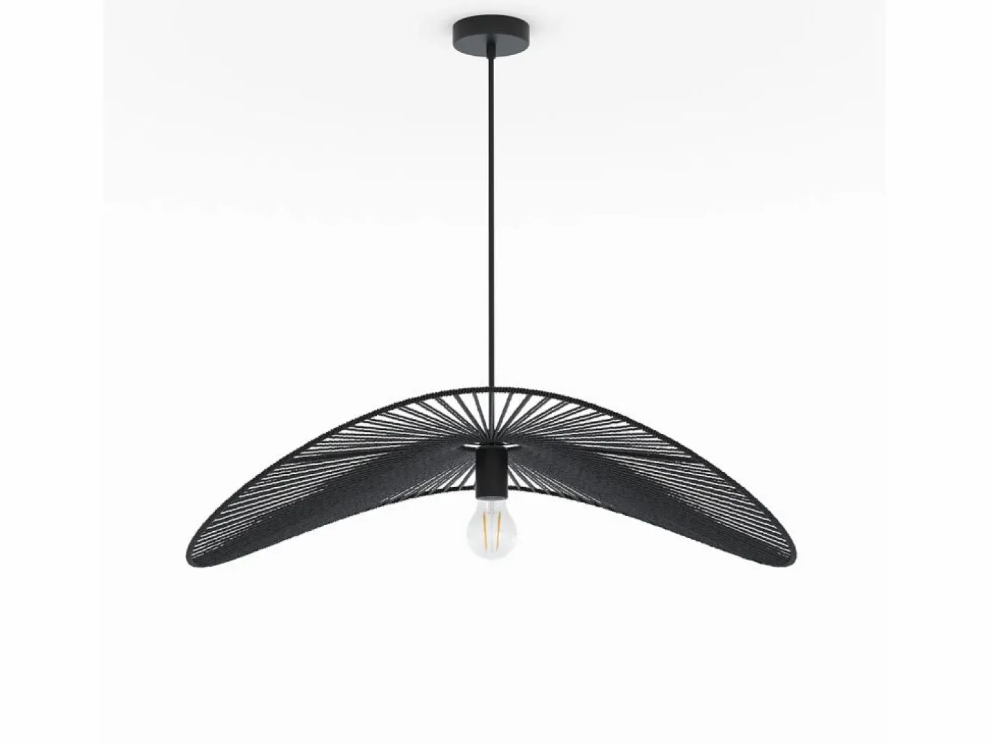 Rendez-Vous Déco Lámpara de techo negra de papel de cuerda 75 cm - Mada Negro Discount