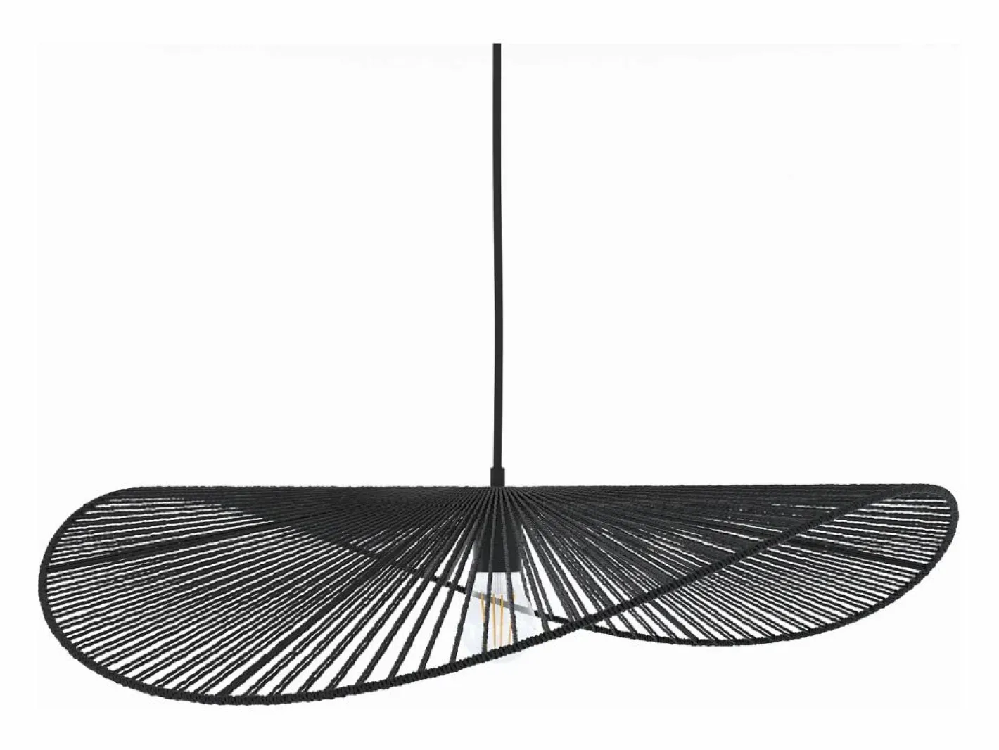 Rendez-Vous Déco Lámpara de techo negra de papel de cuerda 75 cm - Mada Negro Discount