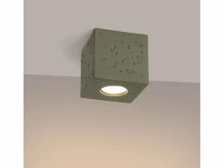 Sollux Lighting Lámpara de techo Quad industrial de concreto - 1 fuentes luminosas - L.10 x A.10 cm - oliva Verde Hot
