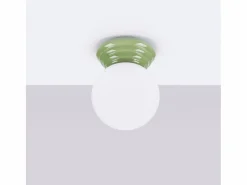 Sollux Lighting Plafón|Lámpara de techo Zori minimalista de cerámica/vidrio vidriado - 1 fuentes luminosas - L.12 x A.12 cm - oliva