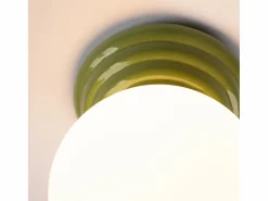 Sollux Lighting Plafón|Lámpara de techo Zori minimalista de cerámica/vidrio vidriado - 1 fuentes luminosas - L.12 x A.12 cm - oliva