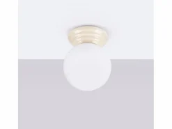 Sollux Lighting Lámpara de techo Zori minimalista de cerámica/vidrio vidriado - 1 fuentes luminosas - L.12 x A.12 cm - Beige Sale