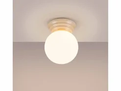 Sollux Lighting Lámpara de techo Zori minimalista de cerámica/vidrio vidriado - 1 fuentes luminosas - L.12 x A.12 cm - Beige Sale