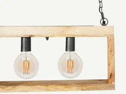 Lámpara industrial de madera OLIUS - metal 4 luces Alt. 31 cm - natural^OZAIA Discount