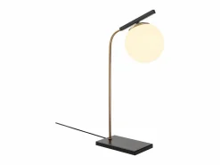 Lámpara mesa Art Déco metal y globo cristal YILDIZ - Ancho 25 x Alt. 55 cm -^OZAIA New