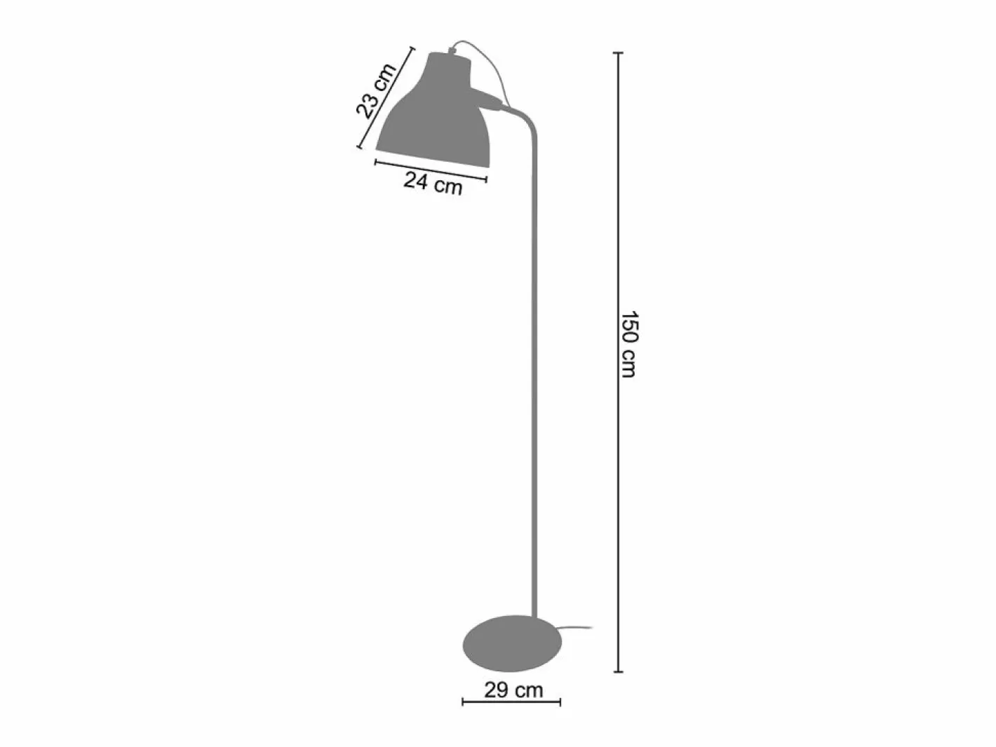 TOSEL Lámpara De Pie|Lámpara para Escritorio ,metal,Negro ,A150xD29xP29 cm
