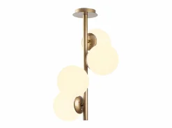 OZAIA Lámpara techo metal y cristal 4 globos FAZE - D. 32 cm x Alt. 53 cm - y blanco Dorado Clearance
