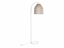 OZAIA Lámpara étnica de hierro y ratán natural - Alt. 177 cm - PARNAIBA Color natural claro / Blanco Sale