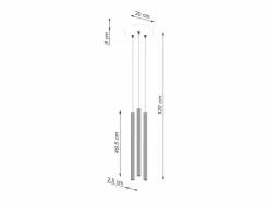 Lámparas colgantes Elara moderno de acero - 3 fuentes luminosas 3000K - L.20 x A.120 cm -^Sollux Lighting Hot