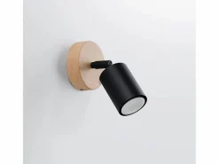 Lámparas de pared Flare moderno de acero/madera - 1 fuentes luminosas 3000K - L.16 x A.16 cm - madera negra^Sollux Lighting Best