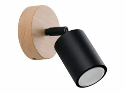 Lámparas de pared Flare moderno de acero/madera - 1 fuentes luminosas 3000K - L.16 x A.16 cm - madera negra^Sollux Lighting Best